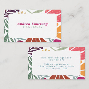 Modern Boho Chic Retro Colourful Floral Business Card
