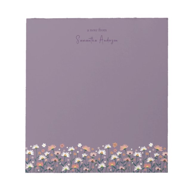 Modern Boho Chic Wildflower Purple Mauve Notepad (Front)