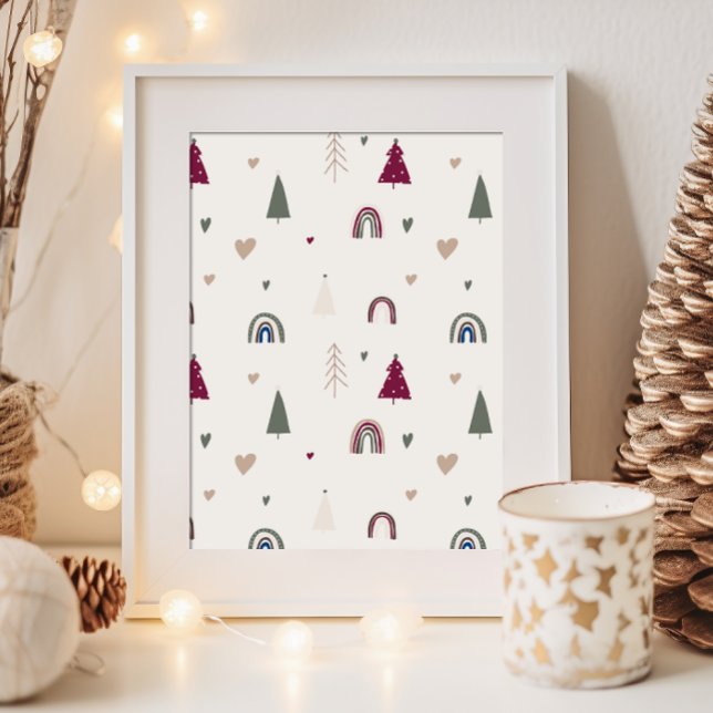 Modern Boho Christmas Beige Wall Art Print (Creator Uploaded)