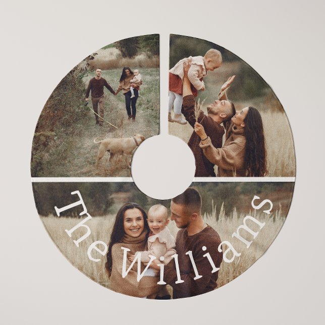 Modern Boho Christmas | Photo With Name Tree Skirt (Creator Uploaded)