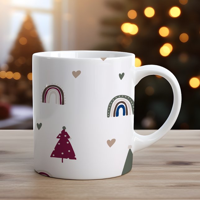 Modern Boho Christmas Rainbow And Heart Print Coffee Mug (Creator Uploaded)