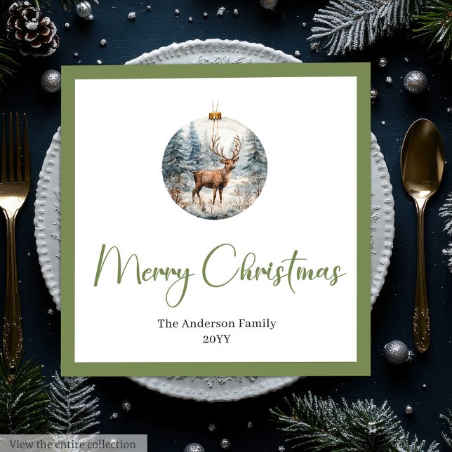 Modern Boho Christmas Scene Botanical Dinner Napkin (Modern Boho Christmas Scene Botanical Dinner Napkins)