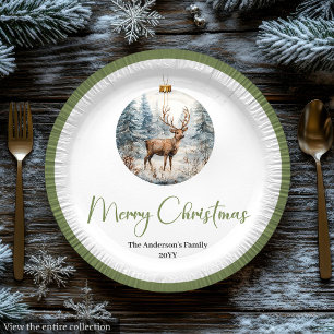Modern Boho Christmas Scene Botanical Dinner Plate