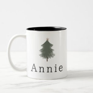 Modern Boho Christmas Tree With Name Coffee Mug