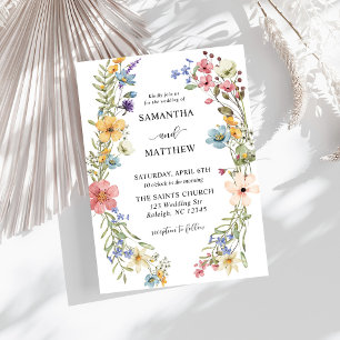 Modern Boho Colourful Wildflower Floral Wedding Invitation