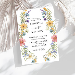 Modern Boho Colourful Wildflower Floral Wedding Invitation