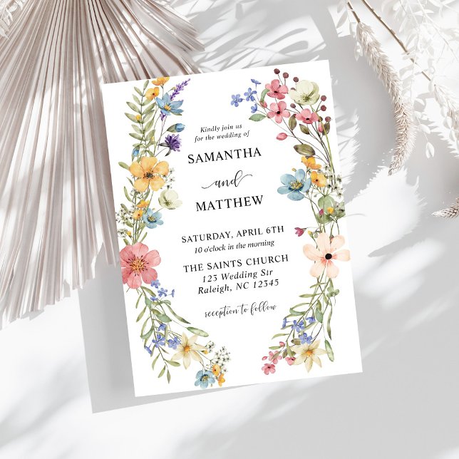 Modern Boho Colourful Wildflower Floral Wedding Invitation (Creator Uploaded)