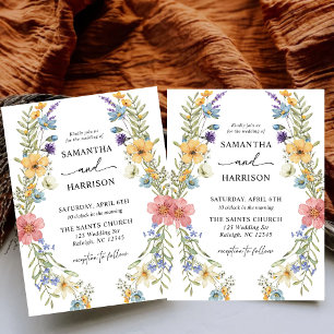 Modern Boho Colourful Wildflower Floral Wedding Invitation