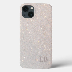 Modern Boho Cream Glitter Subtle Initials Monogram iPhone 13 Case