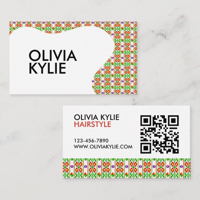 Modern Boho Cross Stitch Seamless Folk Pattern  Business Card (Front/Back)