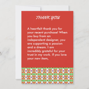 Modern Boho Cross Stitch Seamless Folk Pattern Thank You Card