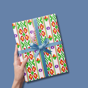 Modern Boho Cross Stitch Seamless Folk Pattern  Wrapping Paper