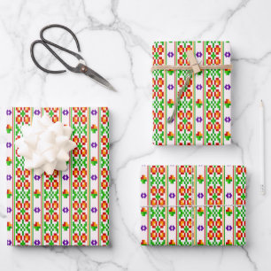 Modern Boho Cross Stitch Seamless Folk Pattern Wrapping Paper Sheet
