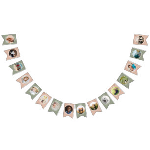 Modern Boho Custom birthday bunting with photos