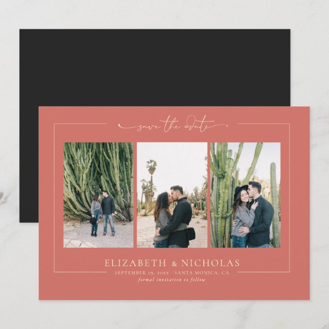 Modern Boho Desert | 3 Photo Save the Date (Front/Back)