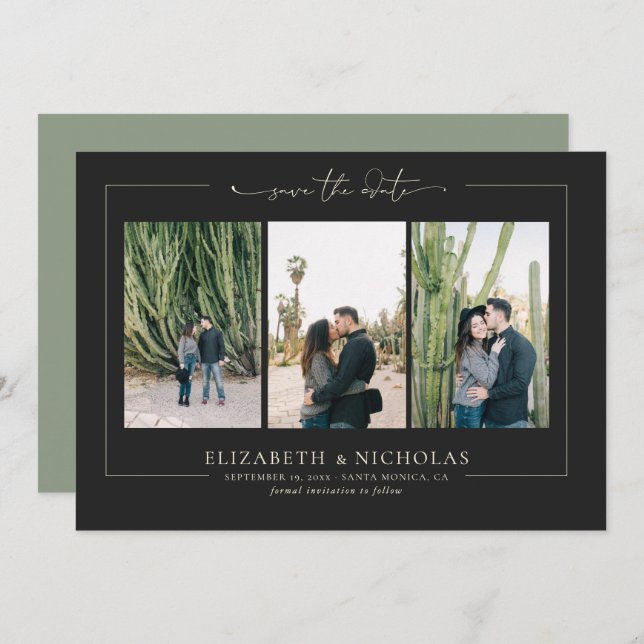 Modern Boho Desert | 3 Photo Save the Date (Front/Back)