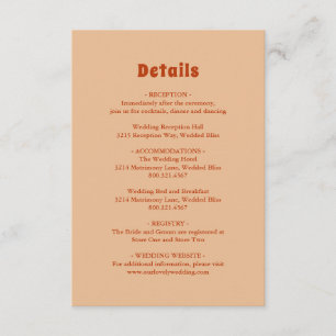 Modern Boho Desert Burnt Orange Rust Wedding Enclosure Card