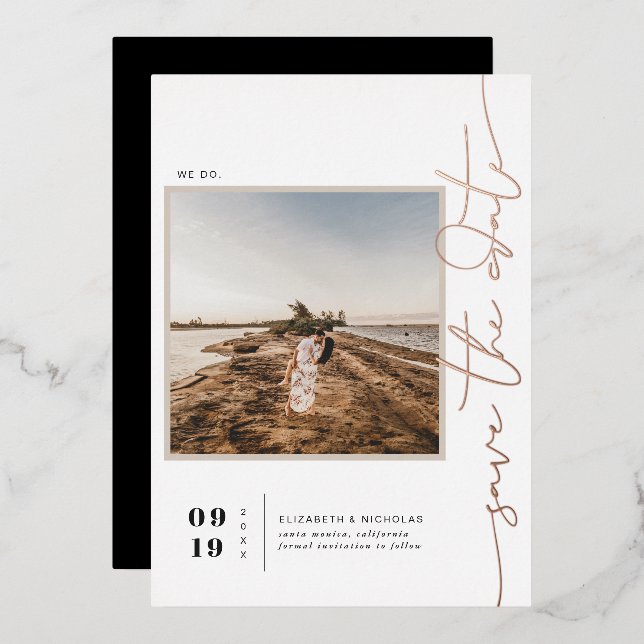 Modern Boho Desert | Square Photo Save the Date (Front/Back)