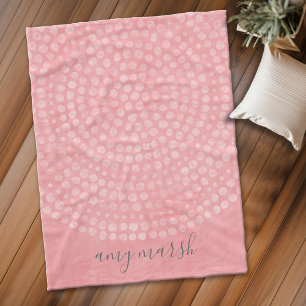 Modern Boho Dot Pattern with bounce script name Fleece Blanket