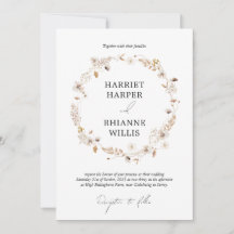 Modern Boho Dried Floral Wreath Wedding Invitation