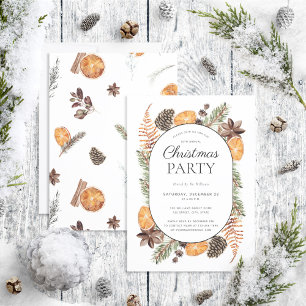 Modern Boho Dried Orange Christmas Party Invitation