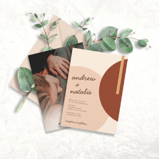 Modern Boho Earth-toned Abstract Circles Wedding Invitation
