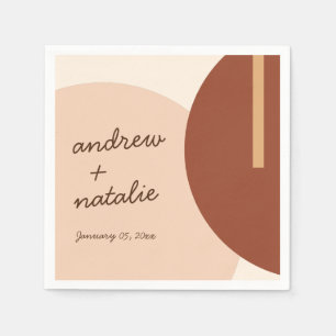 Modern Boho Earth-toned Abstract Circles Wedding Napkin