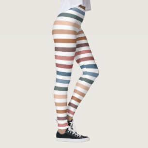 Modern Boho Earth Tones Striped Leggings