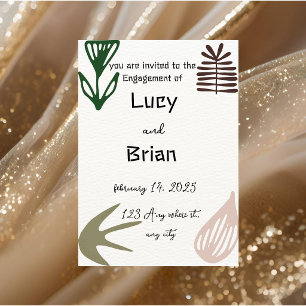 Modern Boho Engagement Invitation PRINTED Plam
