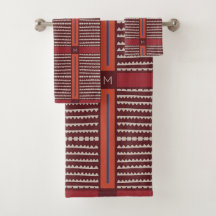 Modern Boho Ethnic Geometric Multi Burgundy