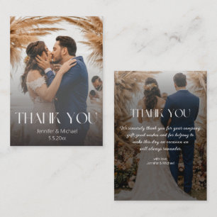 Modern Boho Faded 2 Photo Wedding Thank You Card