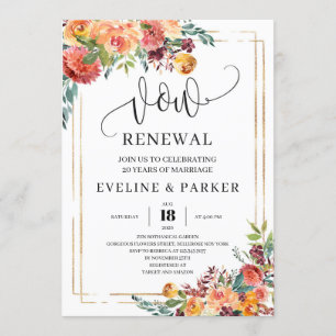 Modern Boho Fall Marigold vow renewal invitation