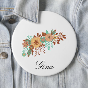  Modern Boho Floral  6 Cm Round Badge