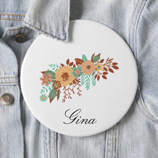  Modern Boho Floral  6 Cm Round Badge (In Situ)