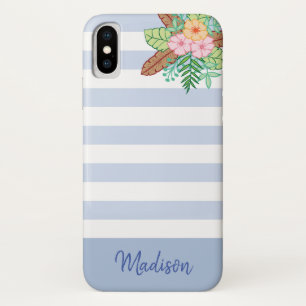 Modern Boho Floral and Stripes iPhone X Case
