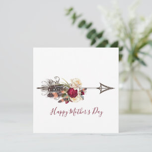 Modern Boho Floral Arrow Mother's Day Card