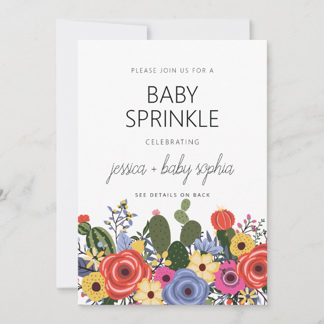 Modern Boho Floral Baby Sprinkle Invitation (Front)