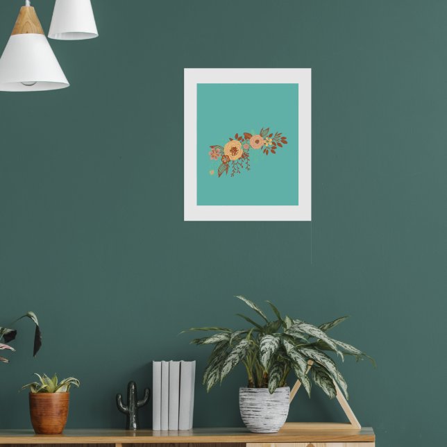 Modern Boho Floral Blue Poster (Living Room 1)