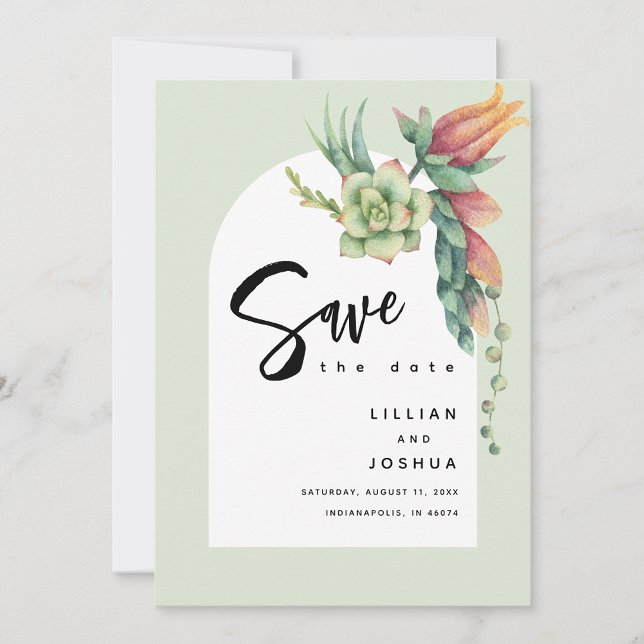 Modern Boho Floral Botanical Succulent Greenery Save The Date (Creator Uploaded)