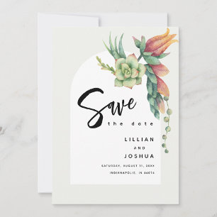 Modern Boho Floral Botanical Succulent Wedding Save The Date