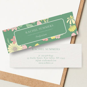 Modern Boho Floral Colorful Mini Business Card