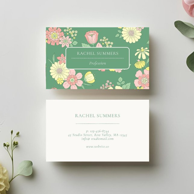 Modern Boho Floral Colourful  Business Card (Creator Uploaded)