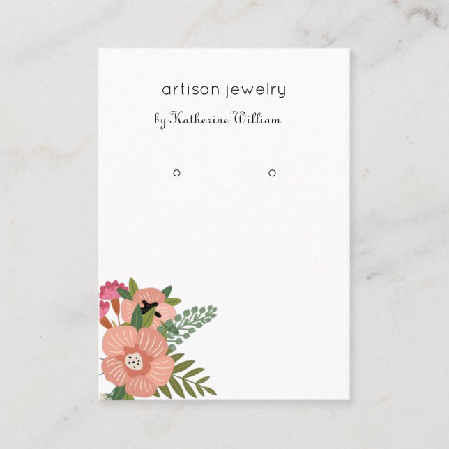 Modern Boho Floral Earring Display Business Card (Front)