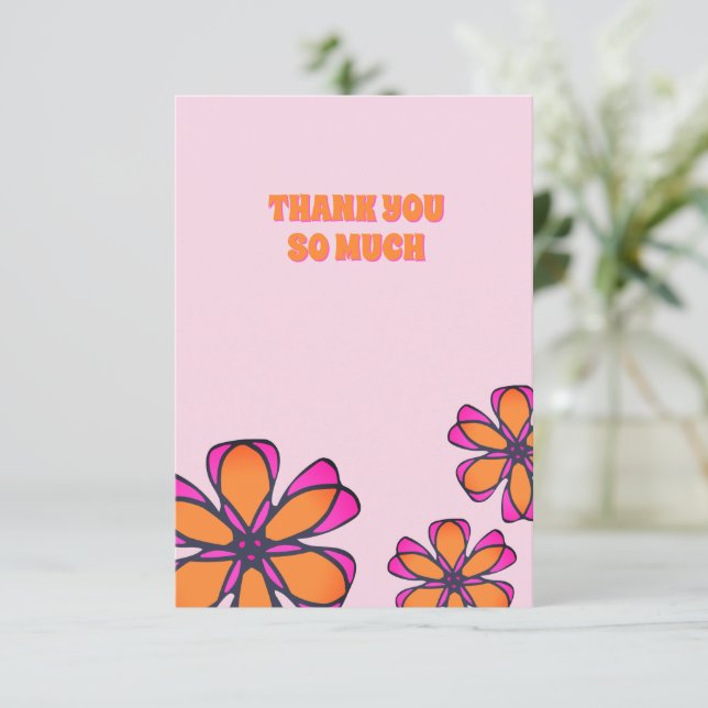 Modern Boho Floral Flat Thank You Card (Standing Front)
