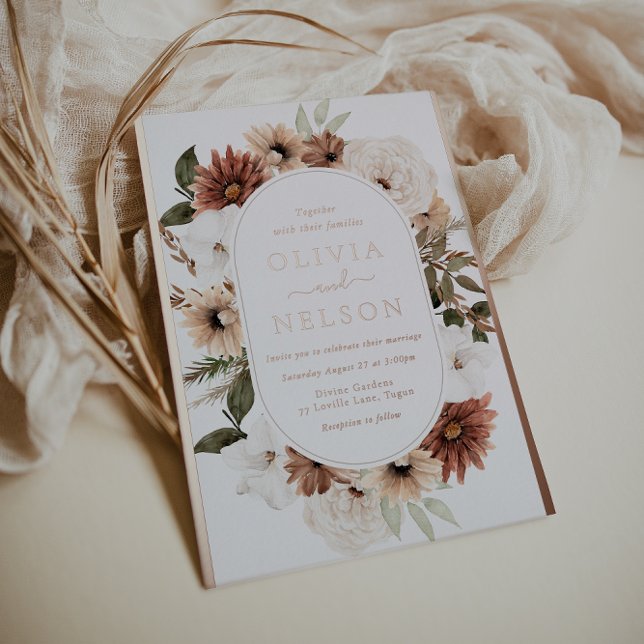 Modern Boho Floral Frame Rose Gold Wedding (Creator Uploaded)