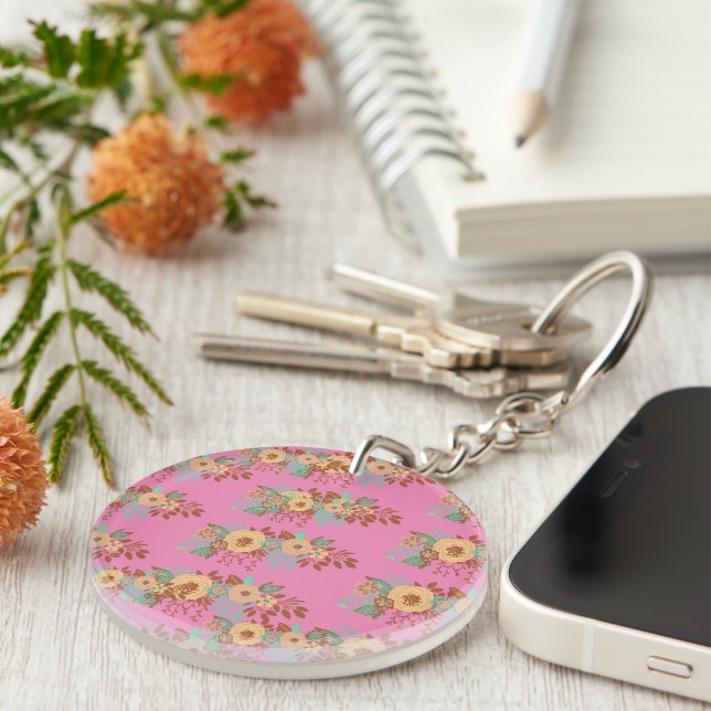  Modern Boho Floral Home Decor Key Ring (Front Right)
