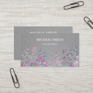 Modern Boho Floral Kraft  Business Card