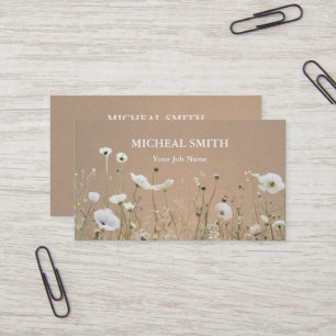 Modern Boho Floral Kraft  Business Card