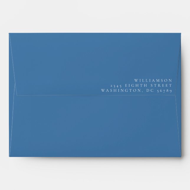 Modern Boho Floral Line Art Blue Return Address  Envelope (Back (Top Flap))