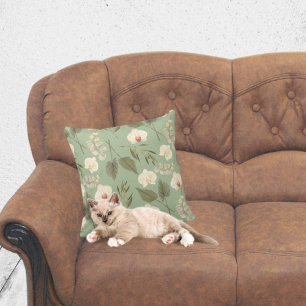 Modern Boho Floral on Sage Cushion